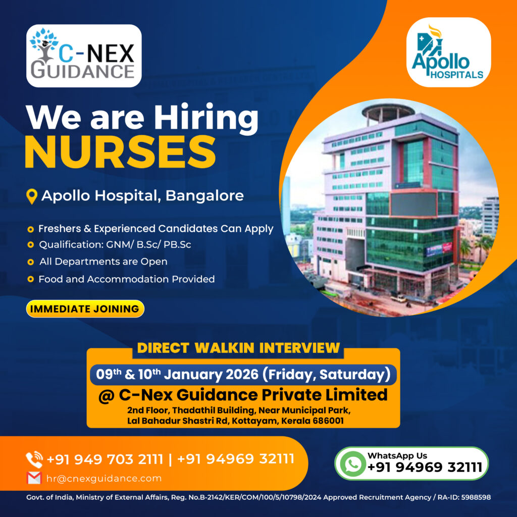 Nursing Recruitment for Apollo Hospitals, Bangalore