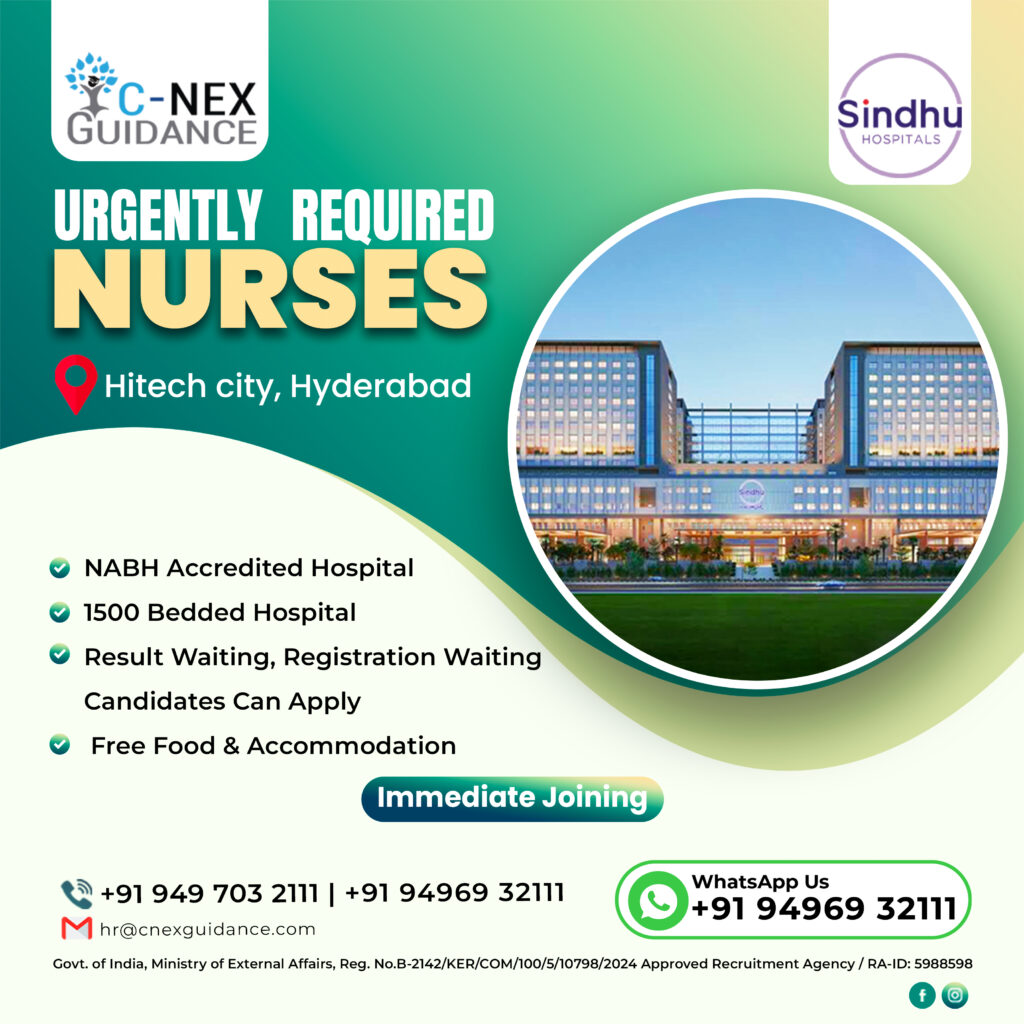 Nursing Recruitment for Sindhu Hospitals Hyderabad