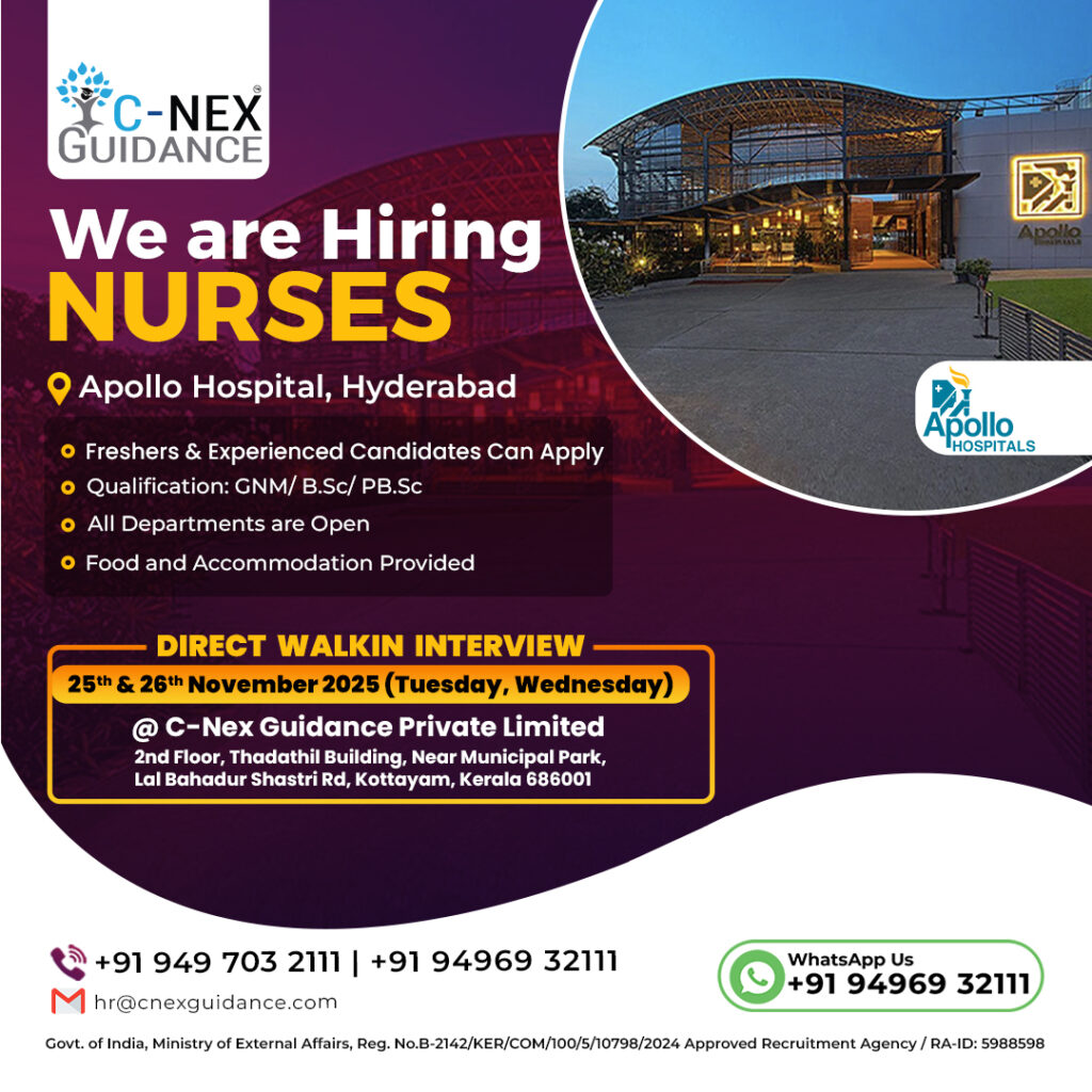 Nursing Recruitment for Apollo Hospitals, Hyderabad - Walk-In Interview