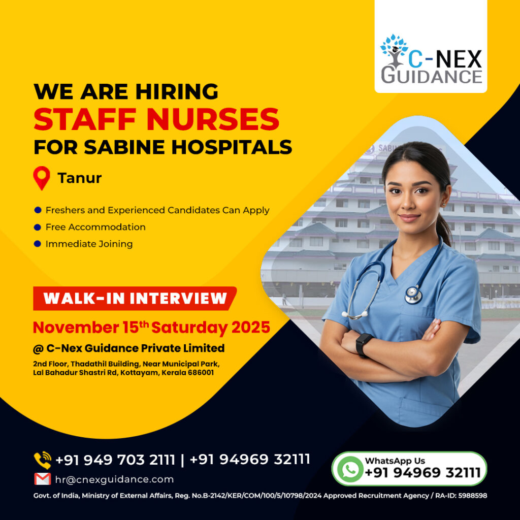 Nursing Recruitment for Sabine Hospitals, Kerala