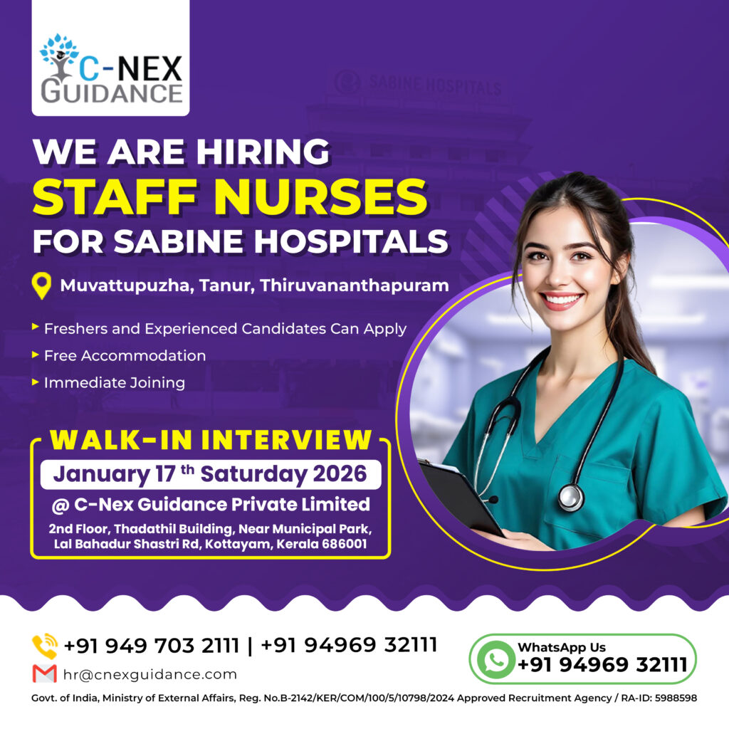 Nursing Recruitment for Sabine Hospitals, Kerala
