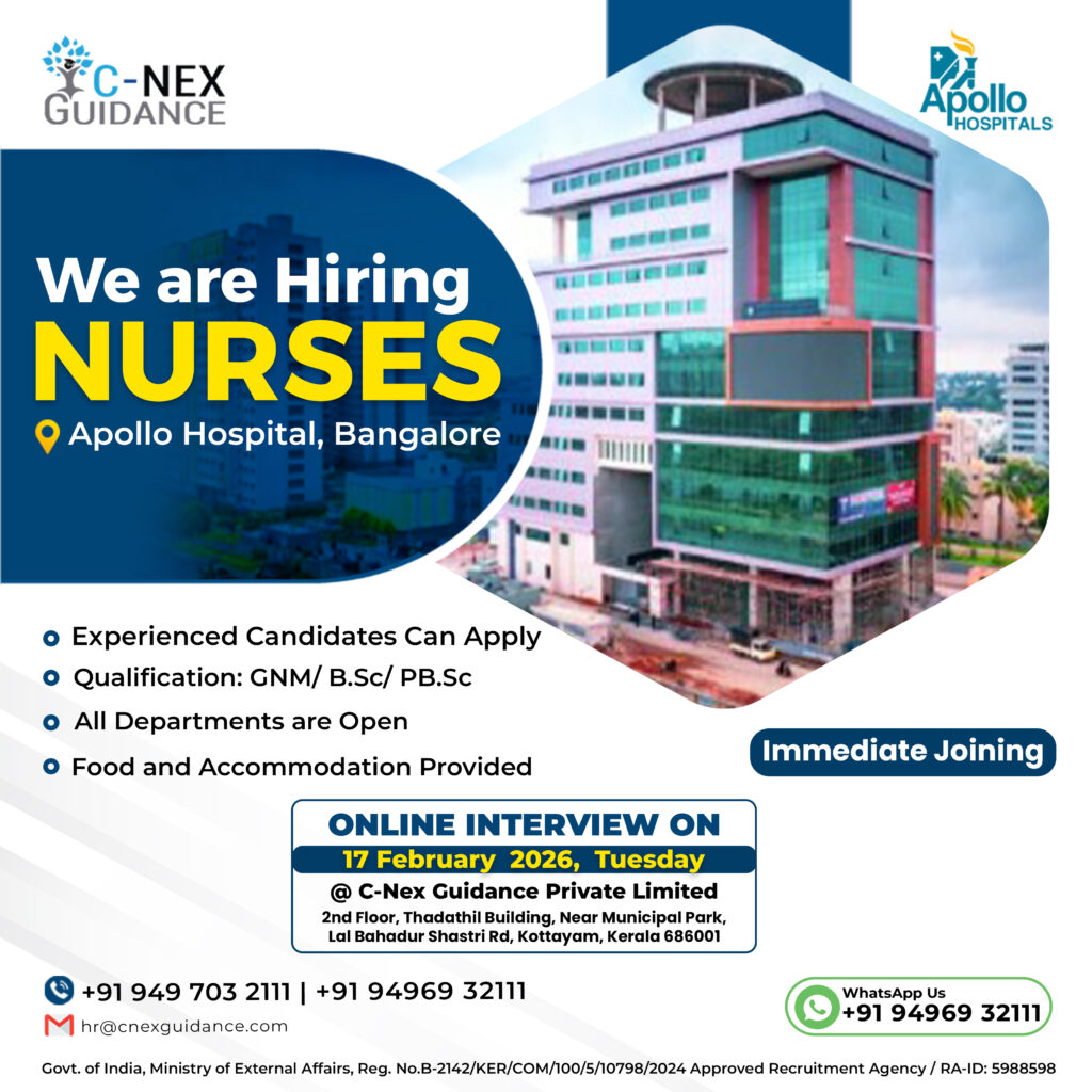 Nursing Recruitment for Apollo Hospitals, Bangalore