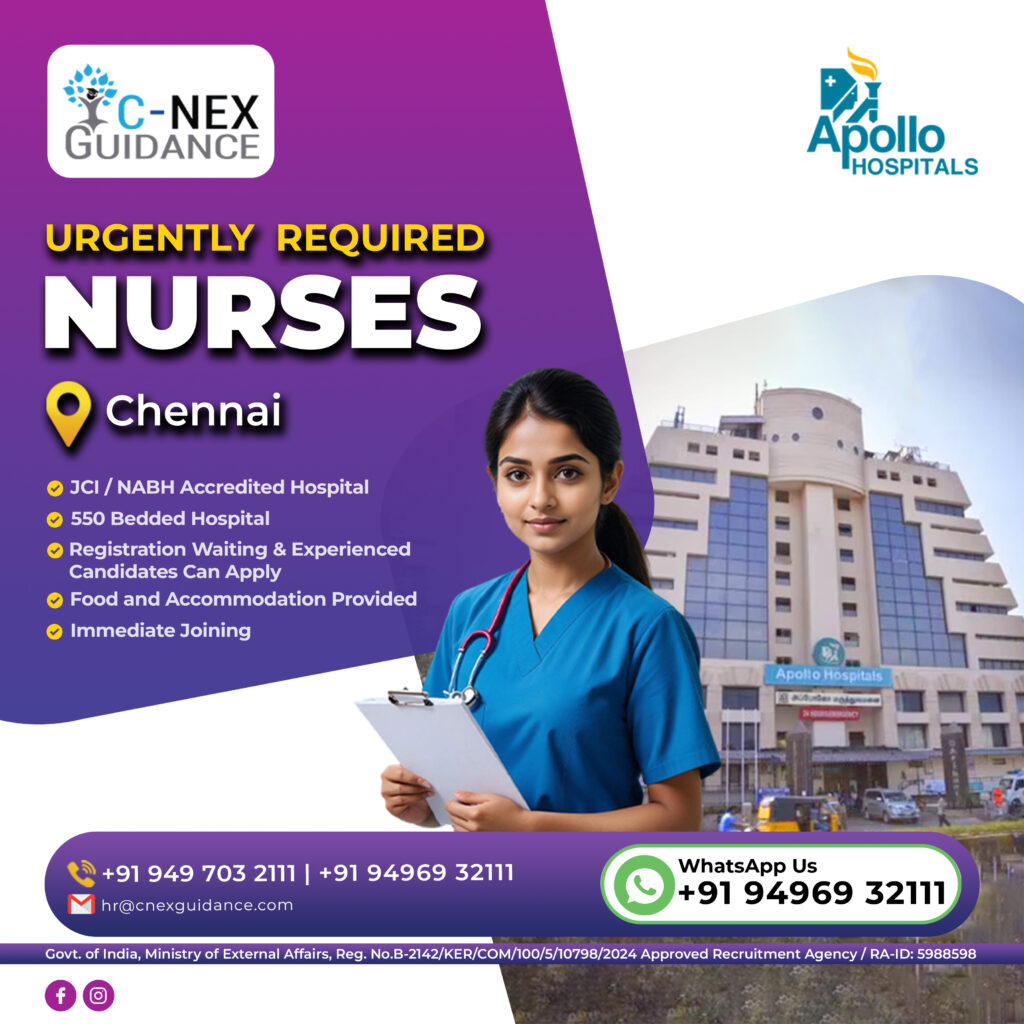 Nursing Recruitment for Apollo Hospitals, Chennai