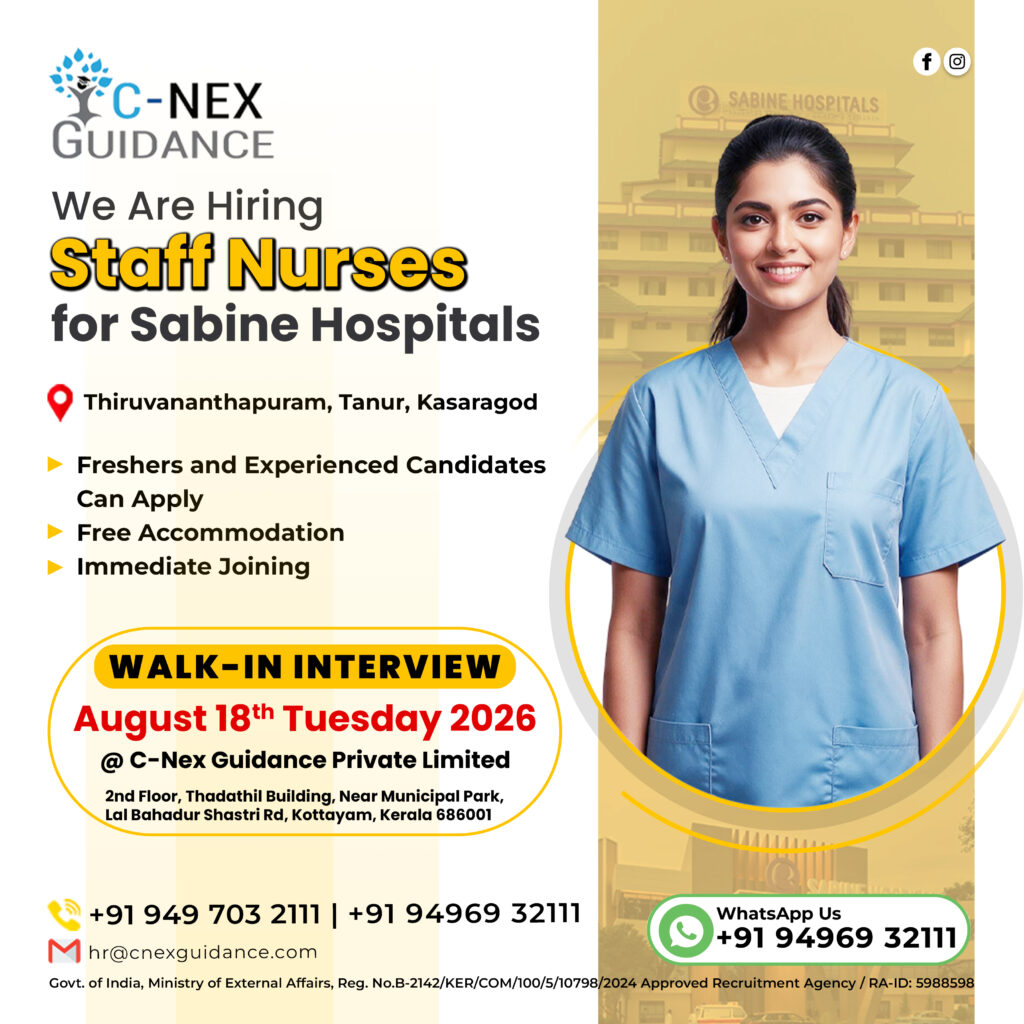 Nursing Recruitment for Sabine Hospitals, Kerala