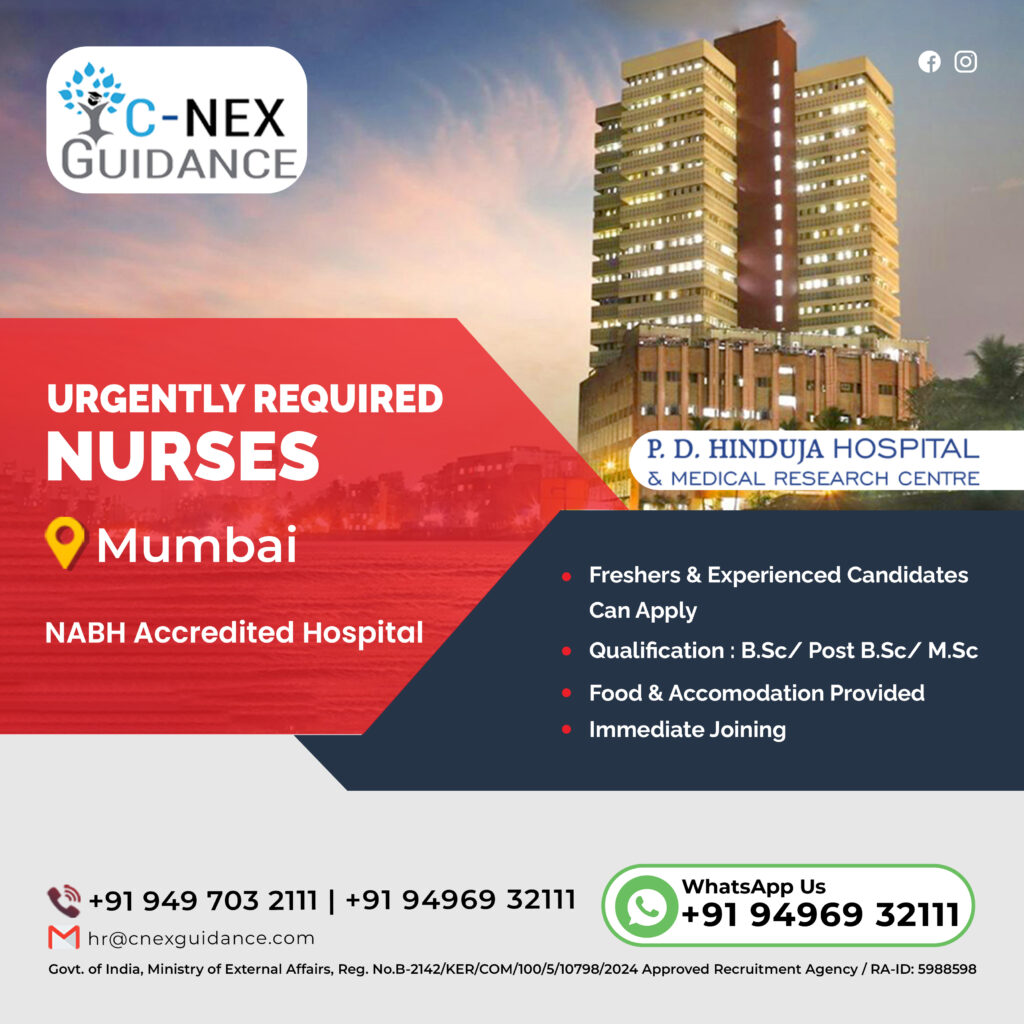Nursing Recruitment for P D Hinduja Hospital, Mumbai