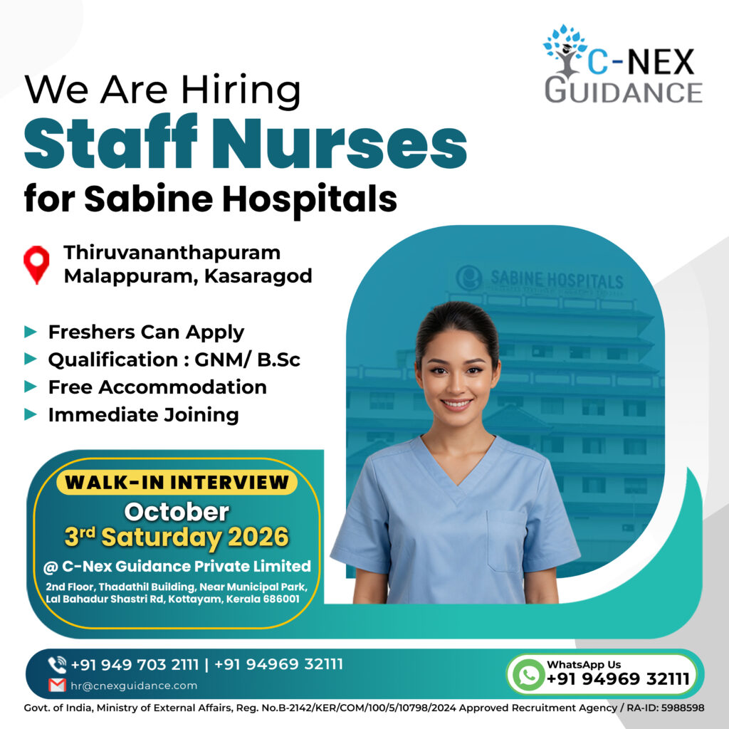 Nursing Recruitment for Sabine Hospitals, Kerala