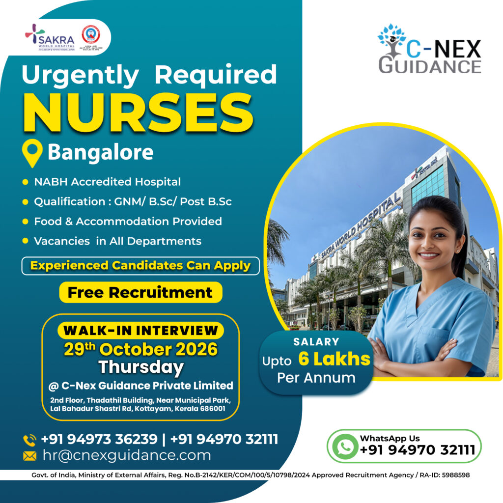 Nursing Recruitment for Sakra World Hospital, Bangalore